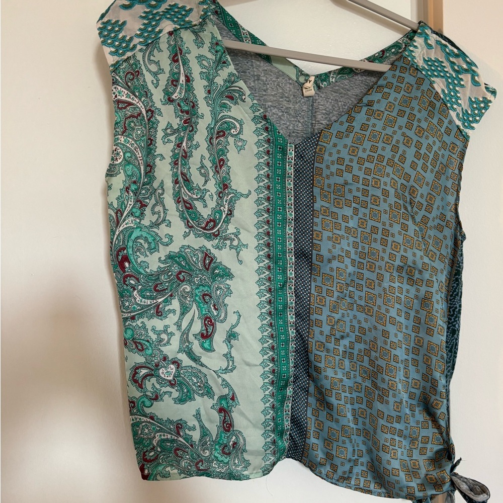Anthropologie Teal Paisley Blouse - Picture 2 of 3